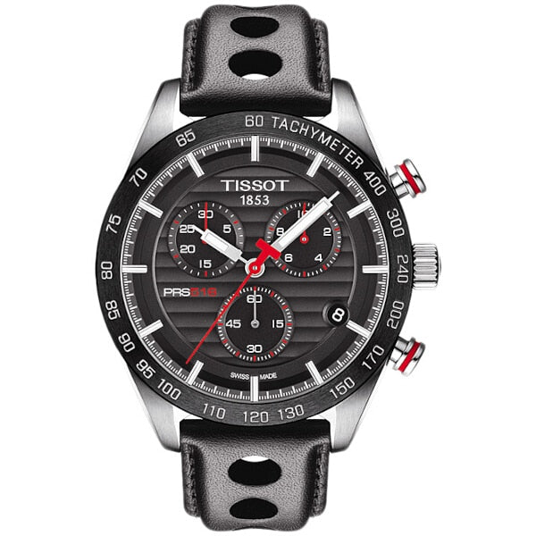 Montre Tissot SuperSport PRS 516 Chrono Bracelet Cuir Noir Aiguilles Rouge 100.417.16.051.00