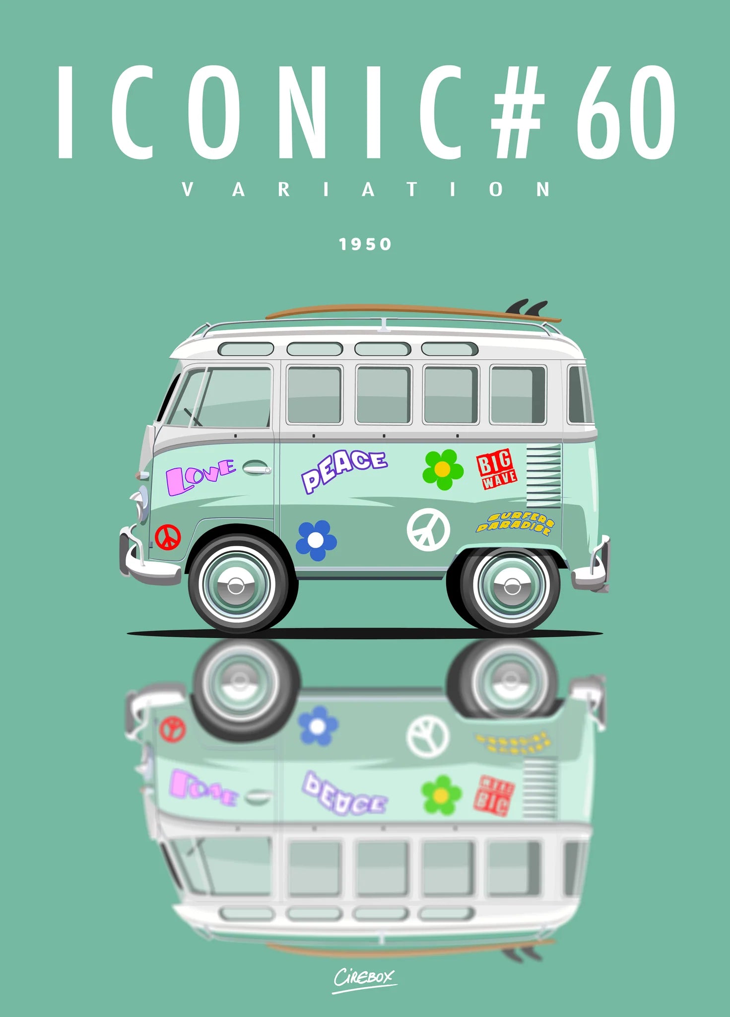 Affiche par Cirebox ICONIC Kombi VOLKSWAGEN Variation #60