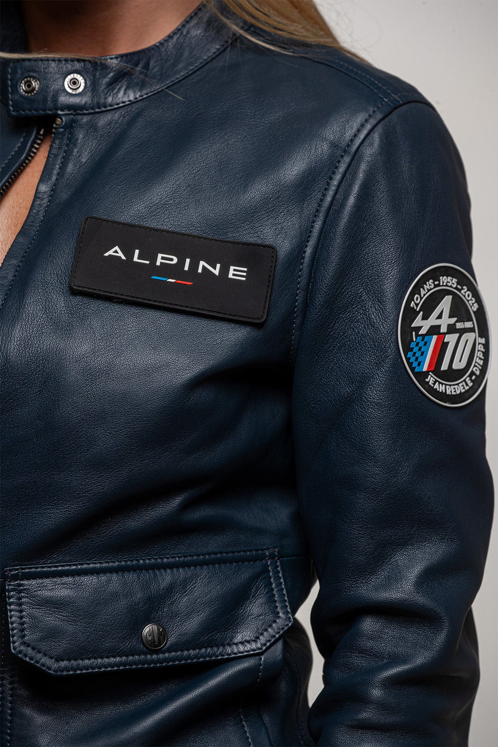 Blouson en cuir Alpine W70 Collector 70 ans bleu royal Femme