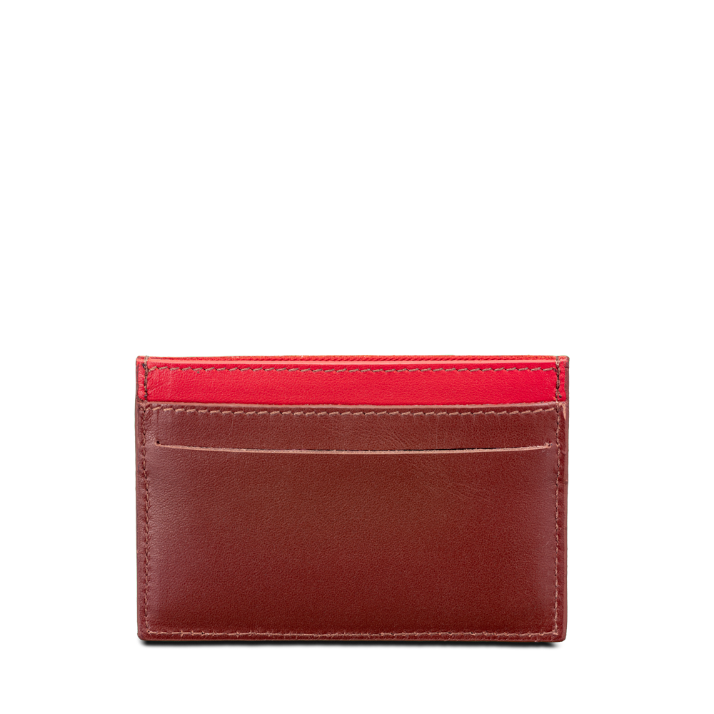 Porte-cartes en cuir upcyclé argile et rouge AR