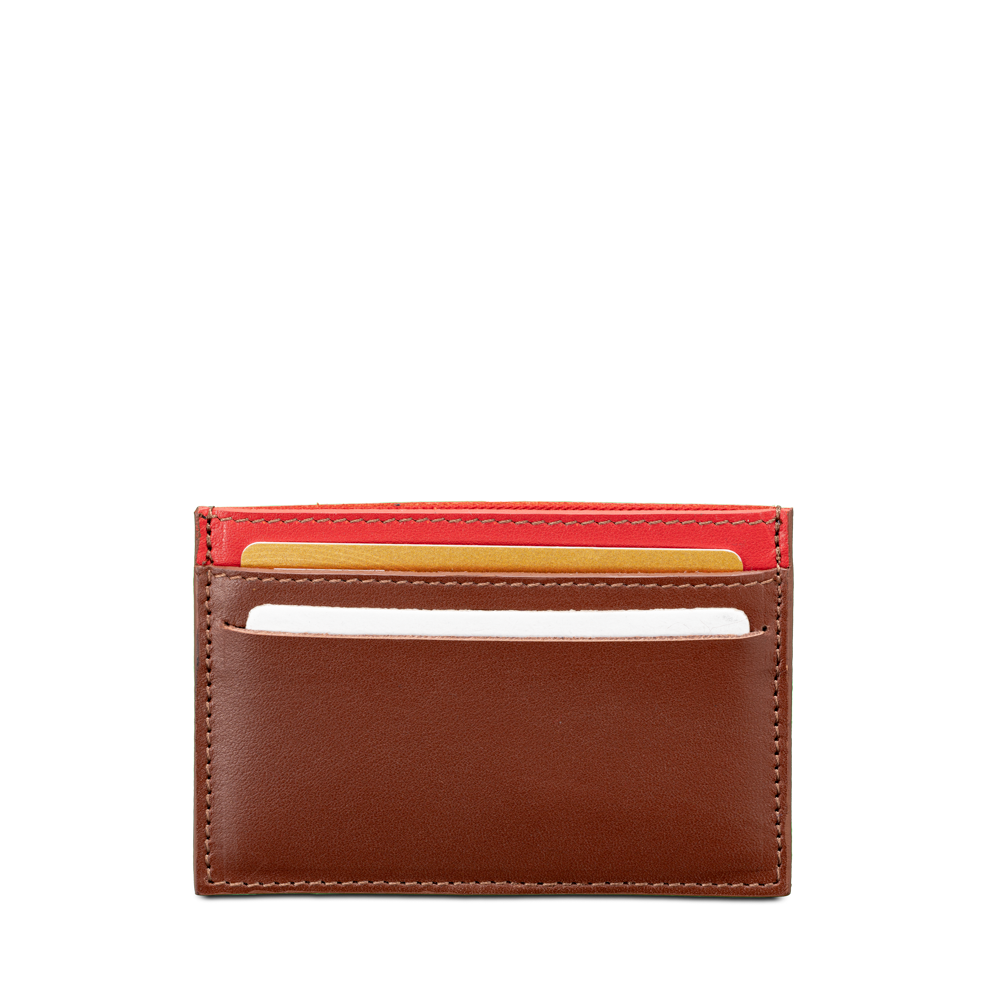 Porte-cartes en cuir upcyclé argile et rouge AR