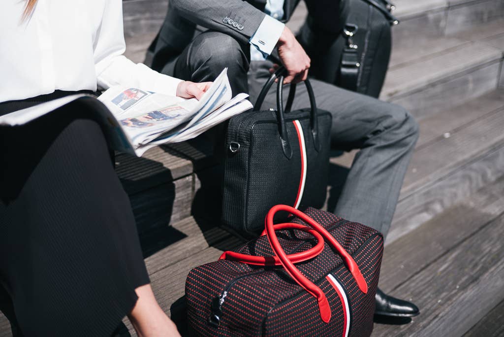 Sac cabine Giovana tissu noir et rouge femme