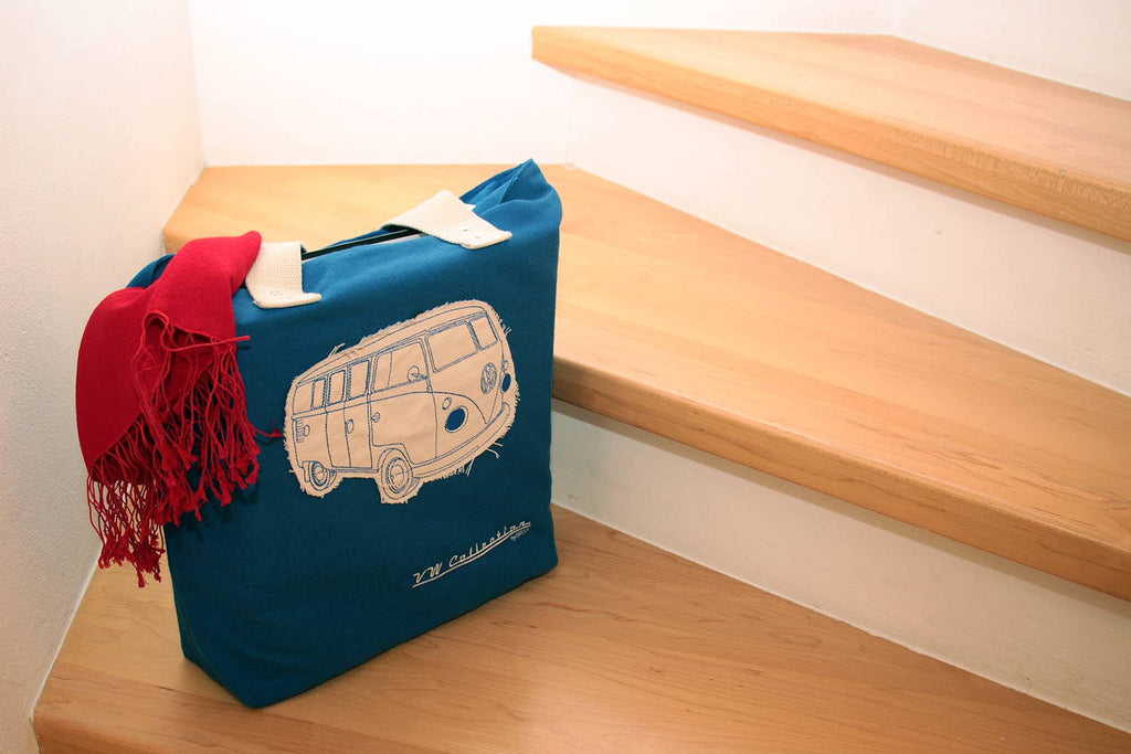 Sac cabas en toile VW T1 Bus - Bleu foncé