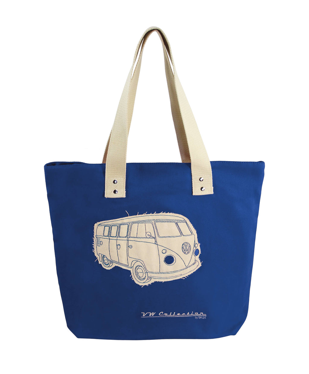 Sac cabas en toile VW T1 Bus - Bleu foncé