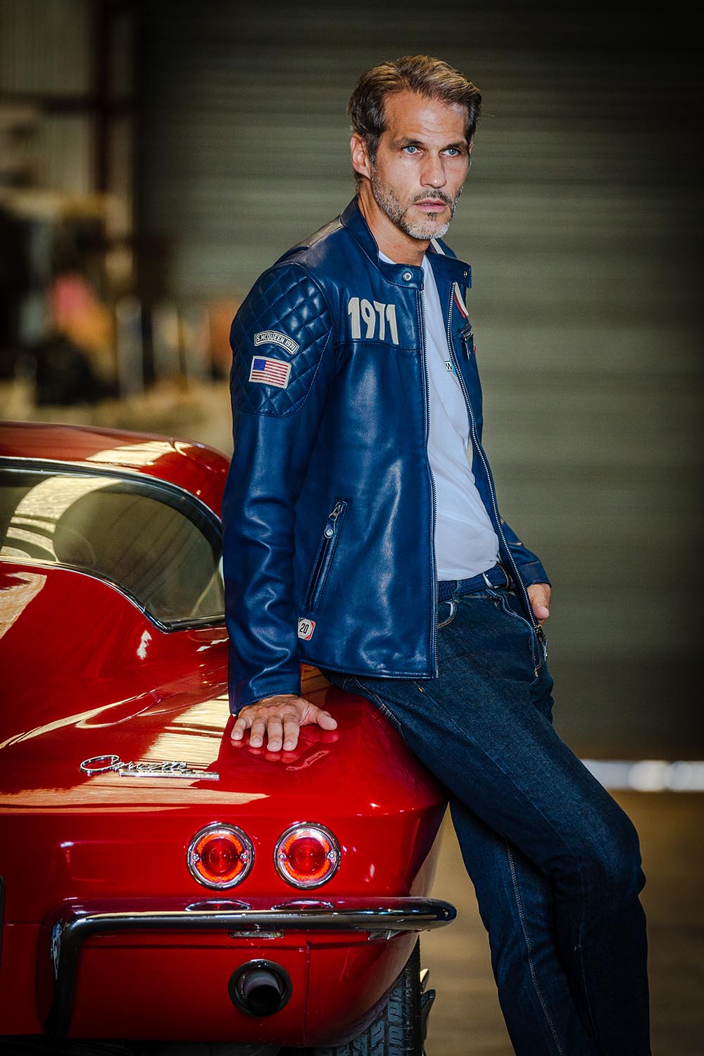 Blouson Cuir 1971 Bleu