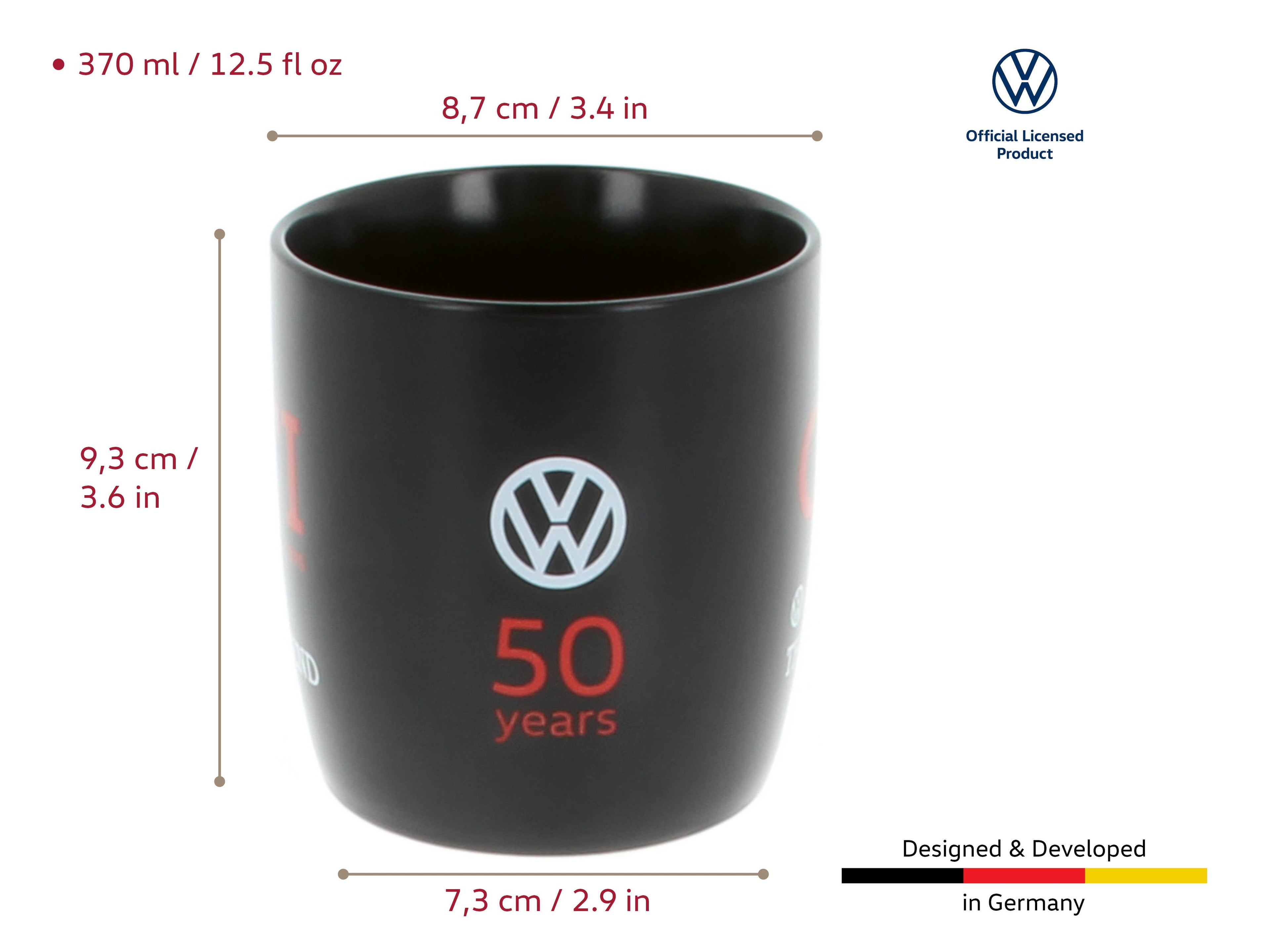 VW GTI Tasse à café 370 ml - NOIR ***ÉDITION SPÉCIALE 50e ANNIVERSAIRE***