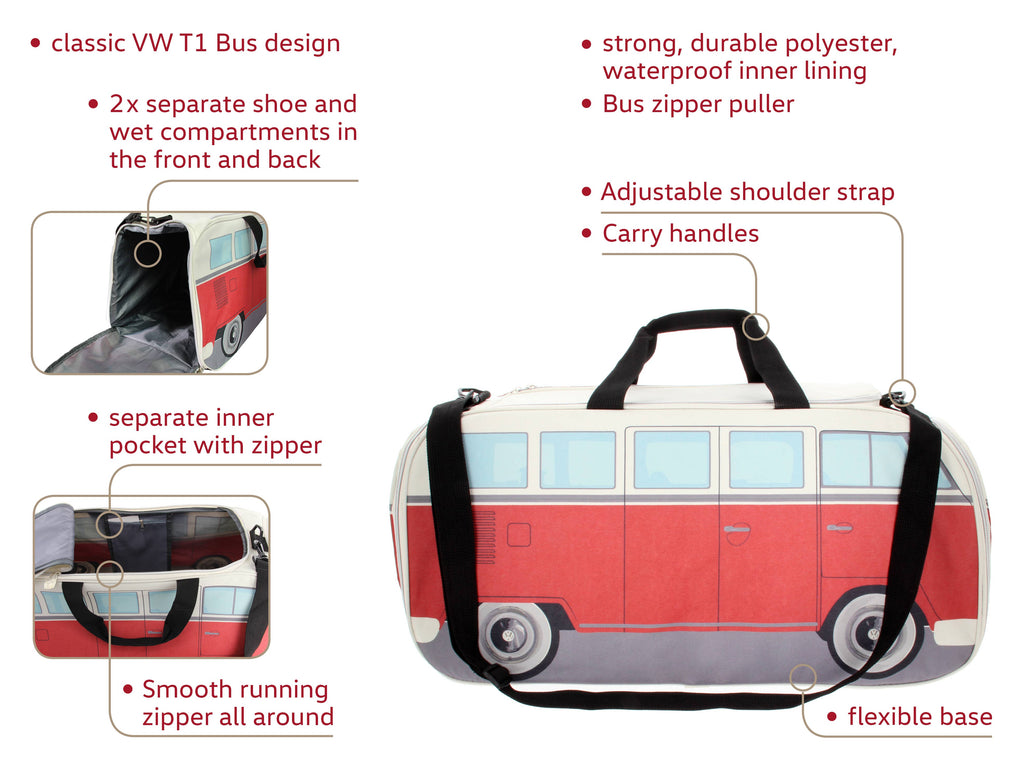 Sac de sport, yoga et weekender VW Bus Sport - RD/BG (L)