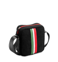 Besace bandoulière homme e2r en tissu noir et cuir upcyclés
