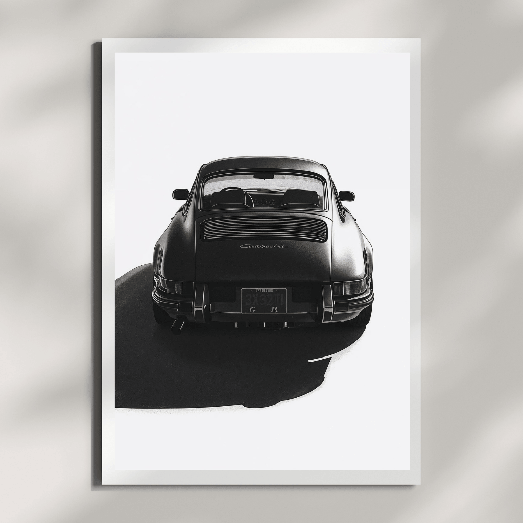 Porsche 911 modèle G vue arrière — tirage d'art — affiche au design minimaliste A4