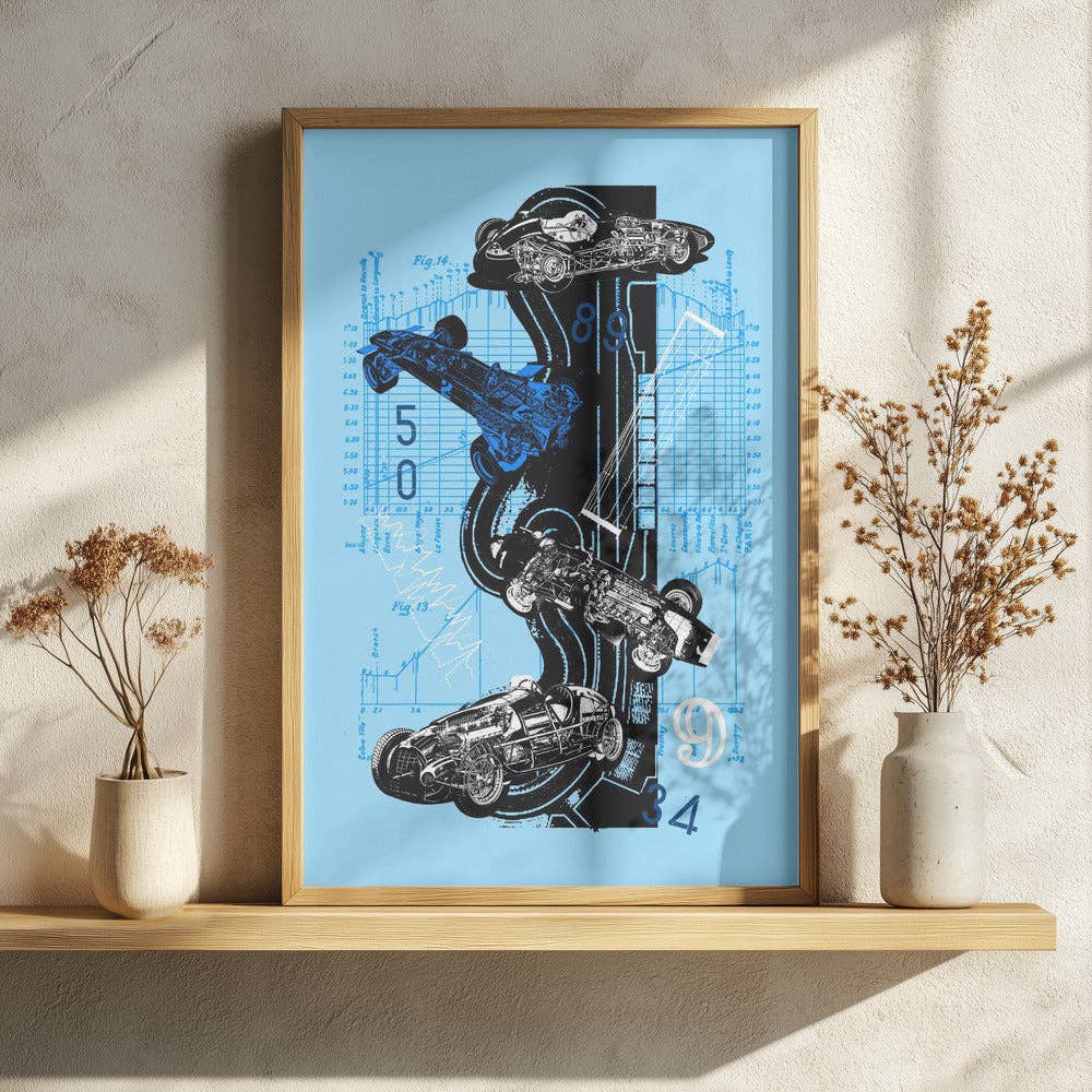 Impression artistique « plan de course » vintage - Affiche rétro dada: No Frame / 70x100 cm
