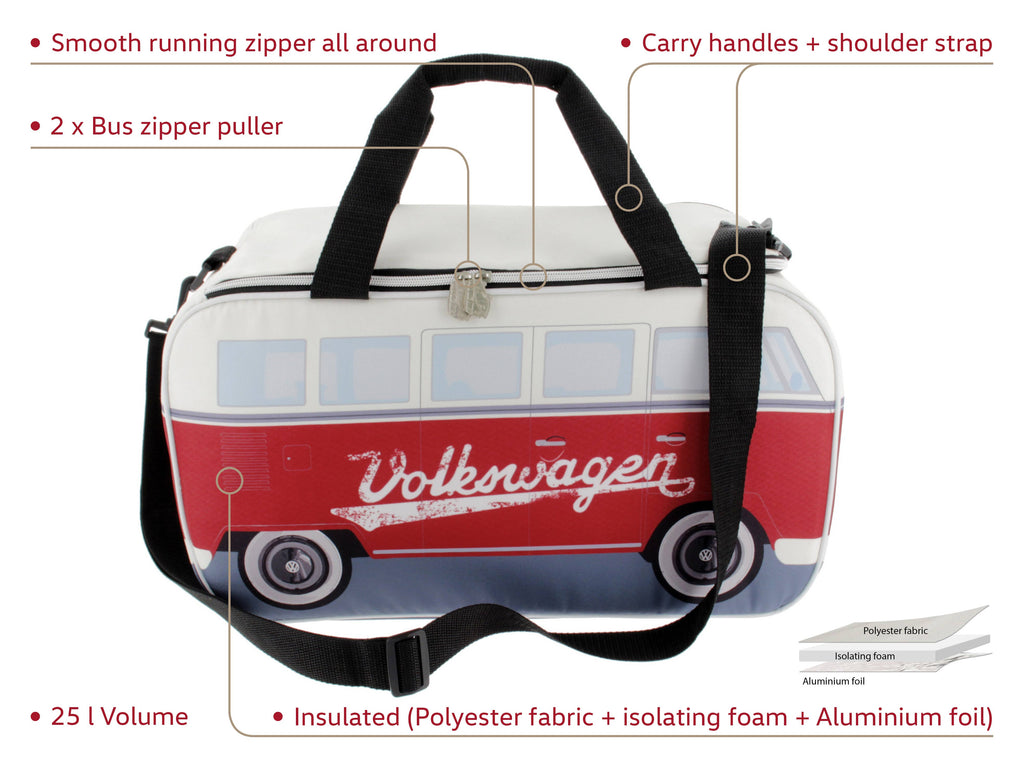 Glacière légère de voyage en forme de VW T1 Bus (25 l) – RD/WH