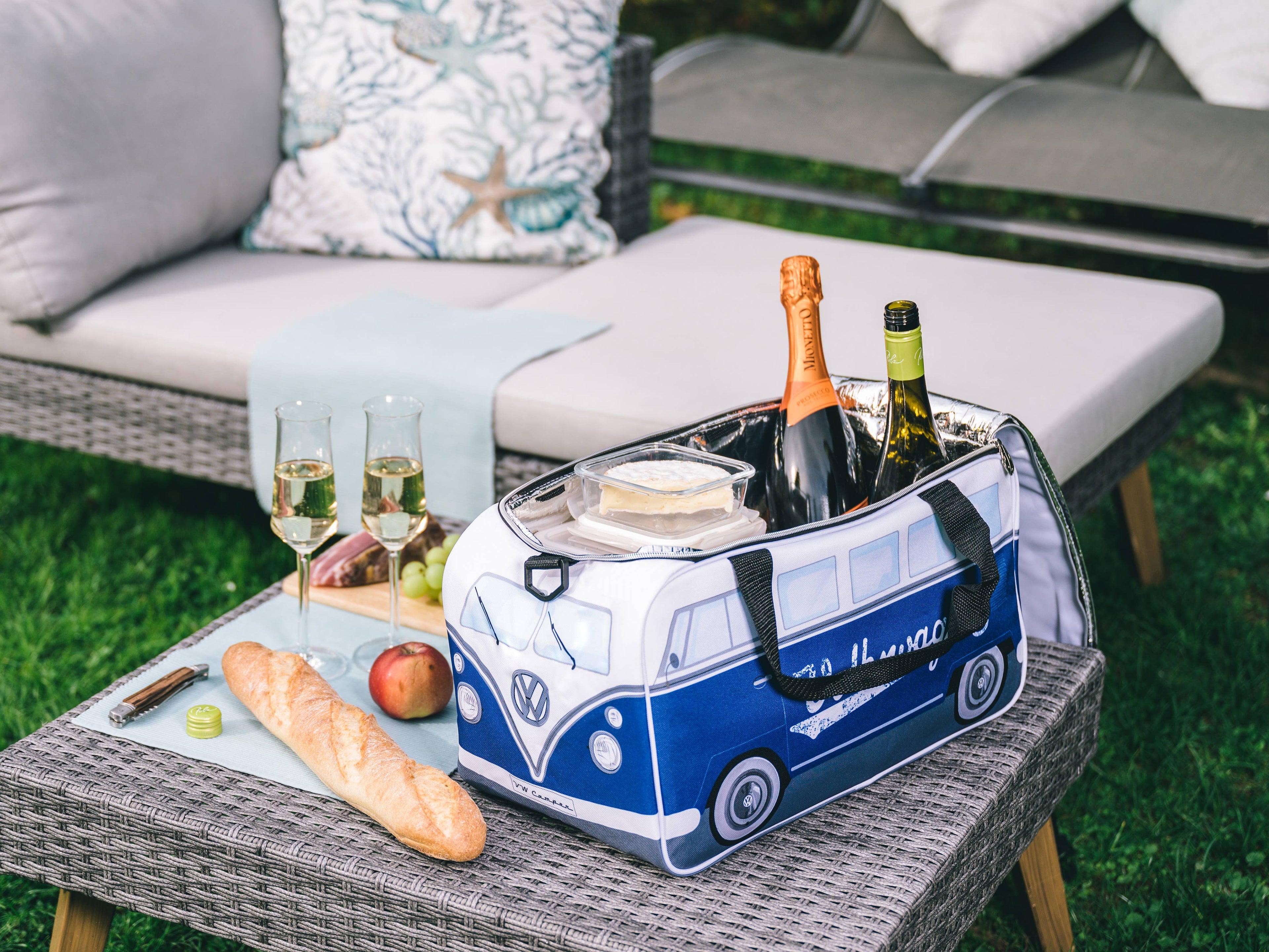 Sac isotherme de voyage léger VW T1 Bus (25 l) – bleu/blanc