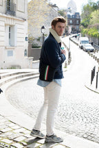 Besace bandoulière homme e2r en tissu noir et cuir upcyclés