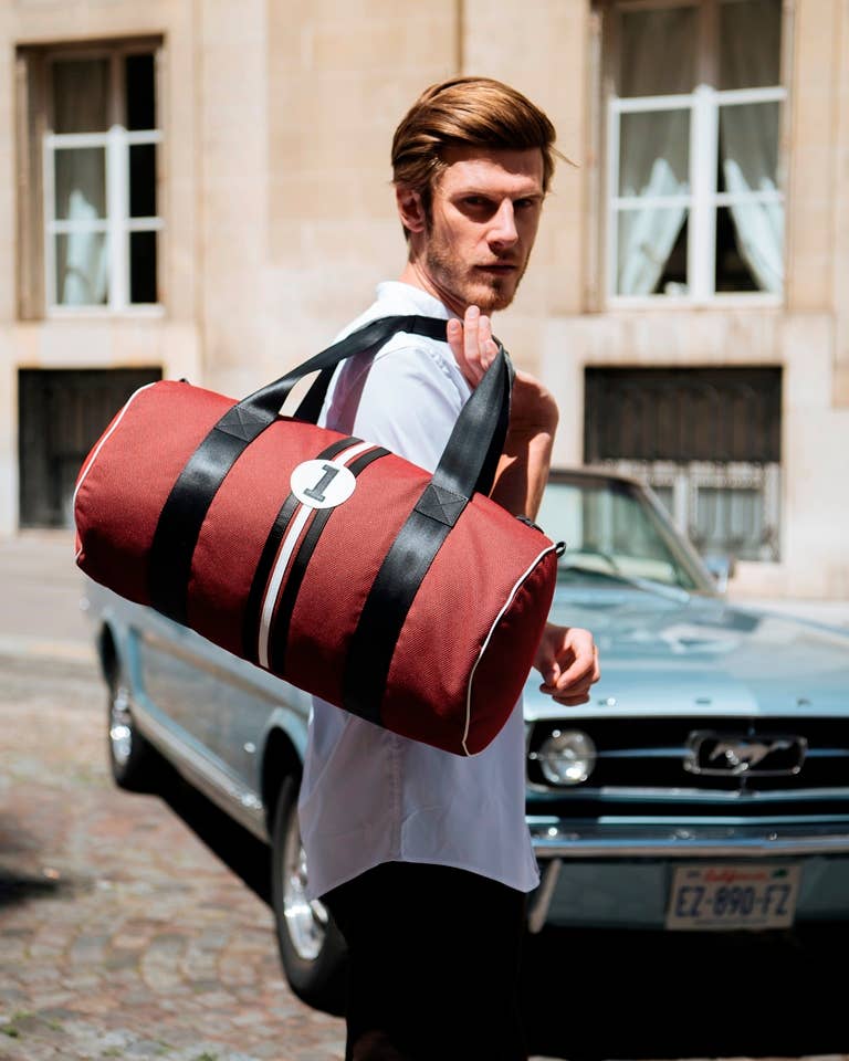 Sac de sport unisexe Steevy rouge NBN1 toile et cuir écolo