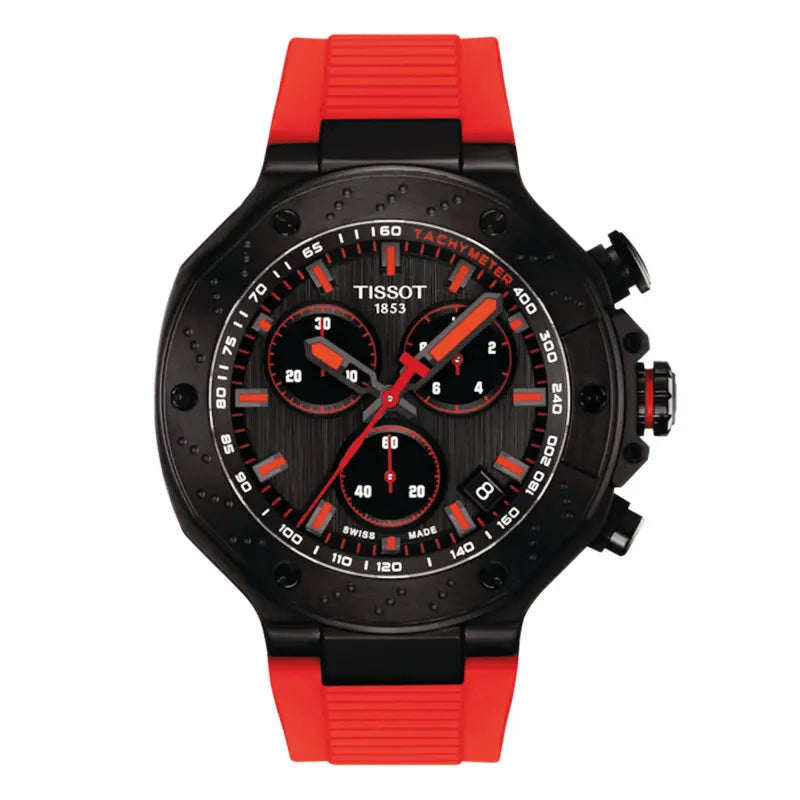 Montre Tissot T-Race Quartz Chronograph Bracelet Silicone Rouge T1414173706101