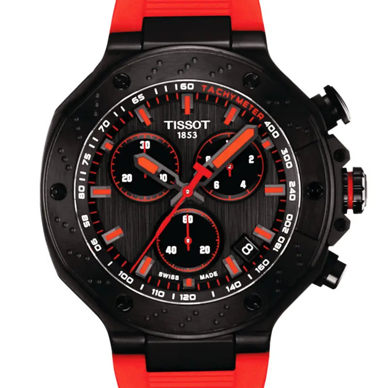 Montre Tissot T-Race Quartz Chronograph Bracelet Silicone Rouge T1414173706101