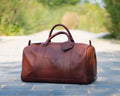 Brown leather travel bag