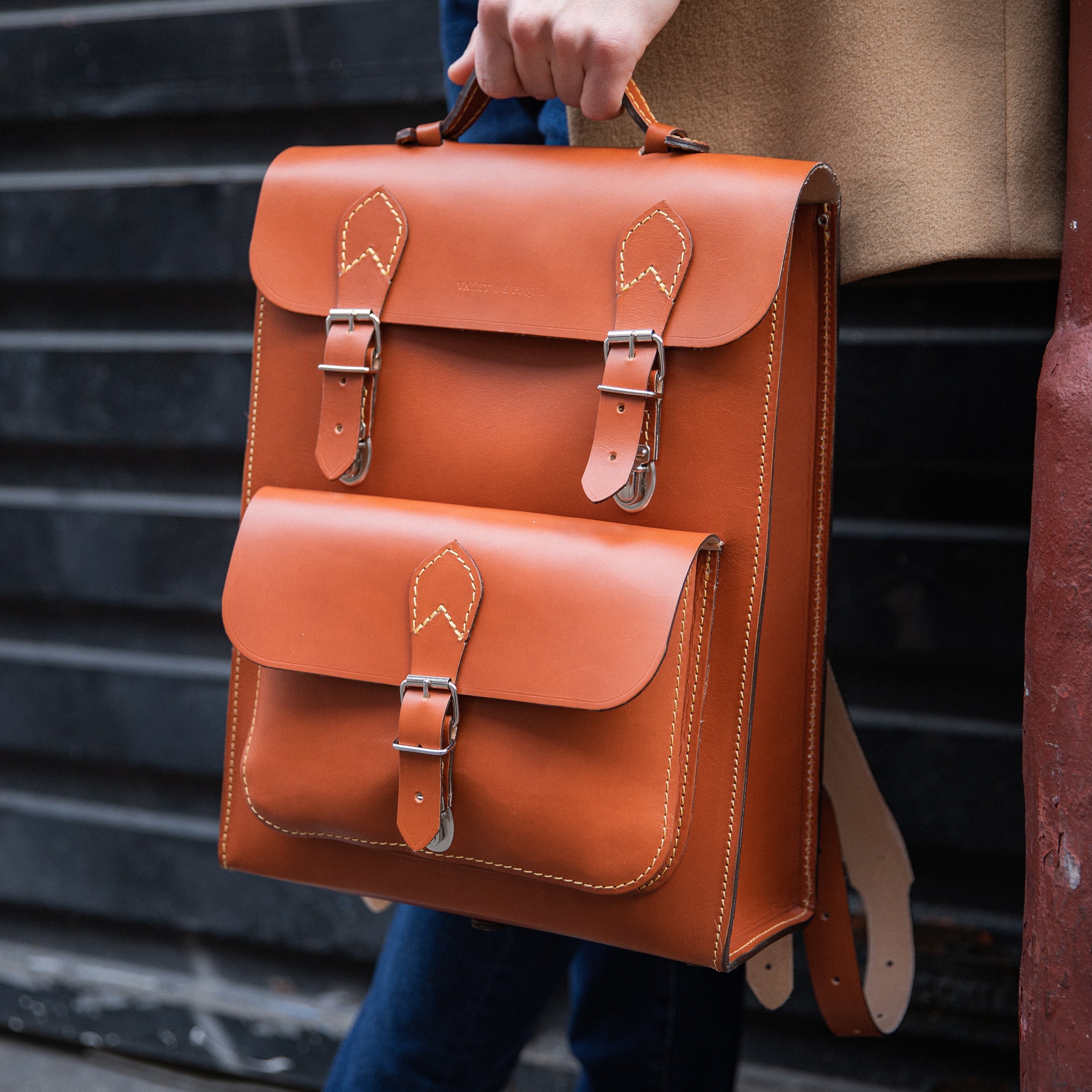 Sac à dos en cuir marron